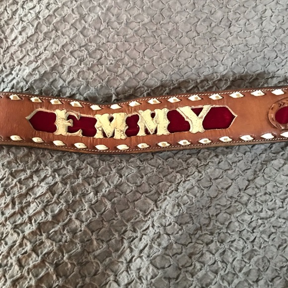 Vintage custom leather and velvet belt by Tony Lama. Size 32 - Picture 2 of 10